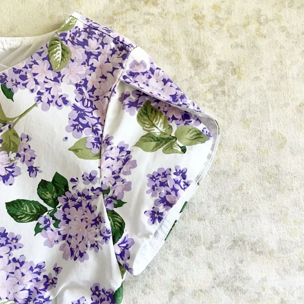 Gymboree Floral Print Dress Girls Sz 8 Purple Ruffle Lined 100% Cotton Spring